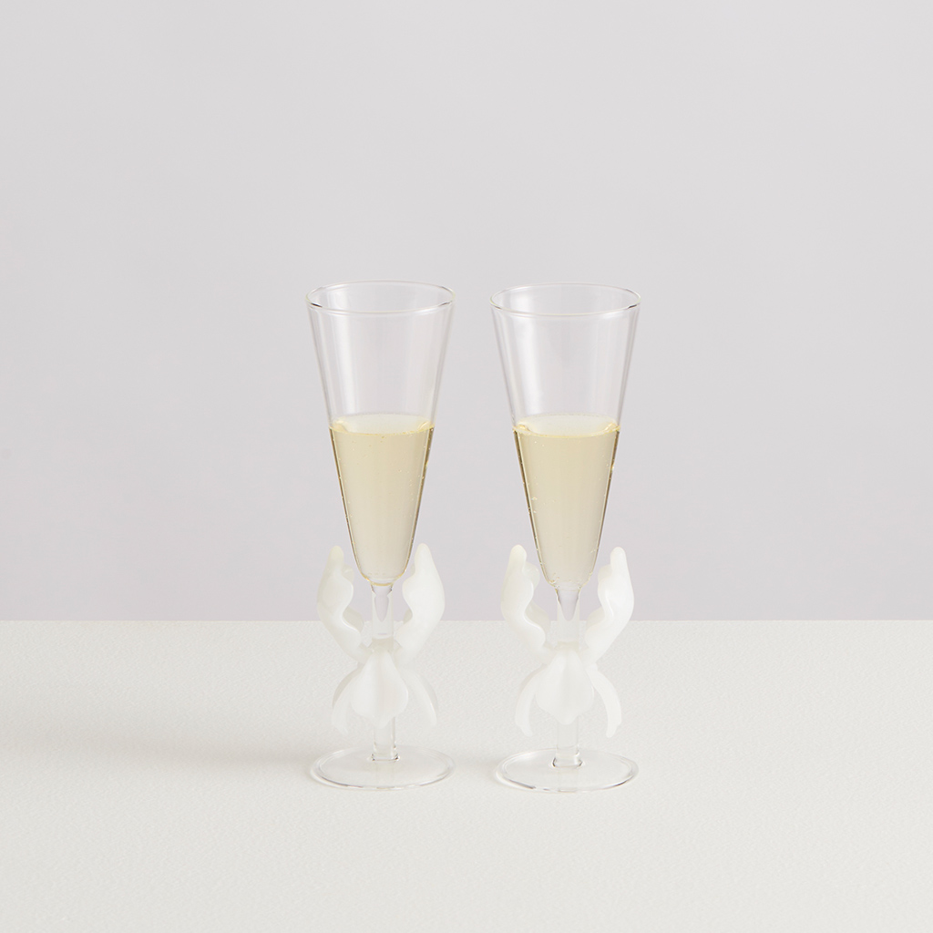 2 IRIS FLUTES | OPAQUE WHITE CLEAR