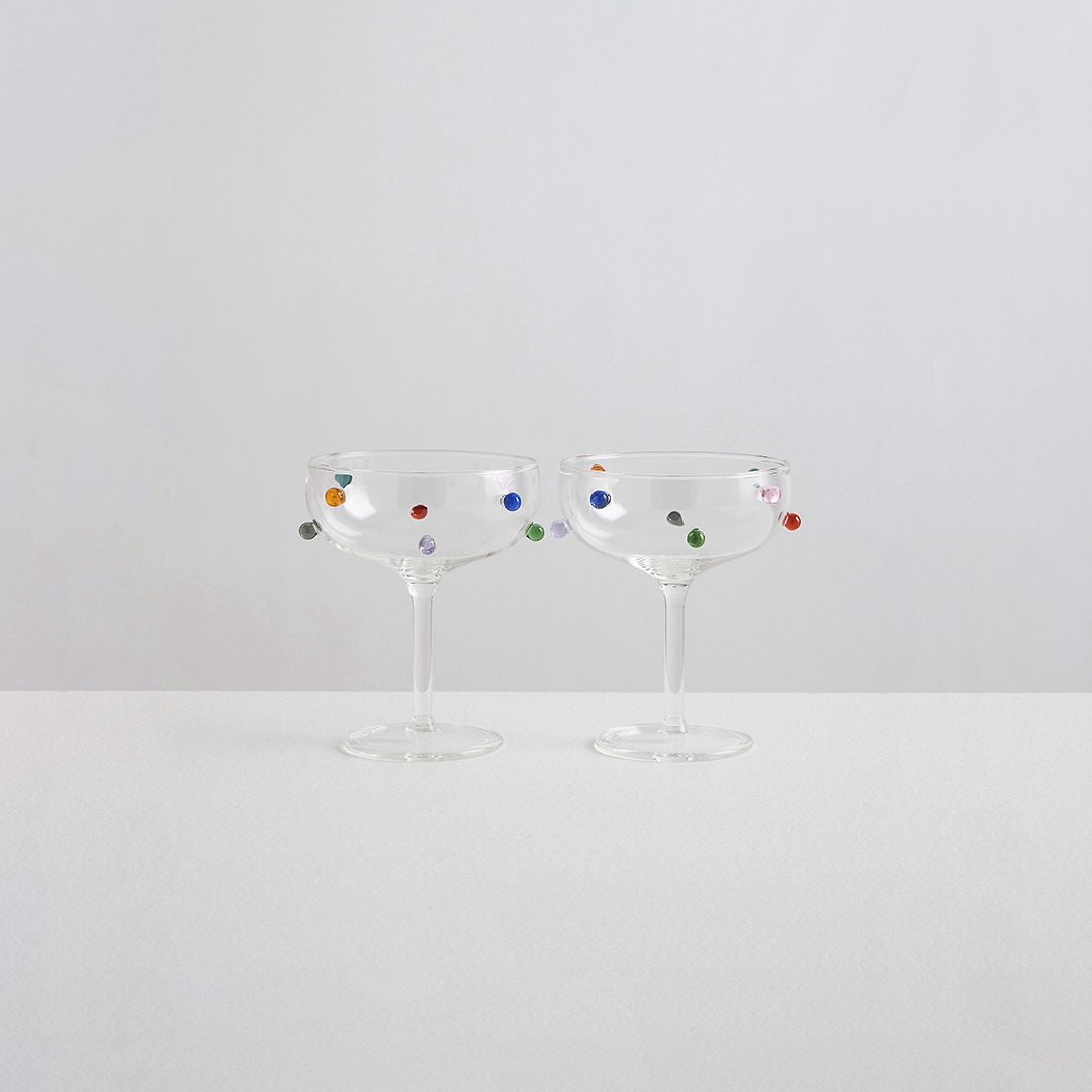 2 CHAMPAGNE COUPES | clear multi